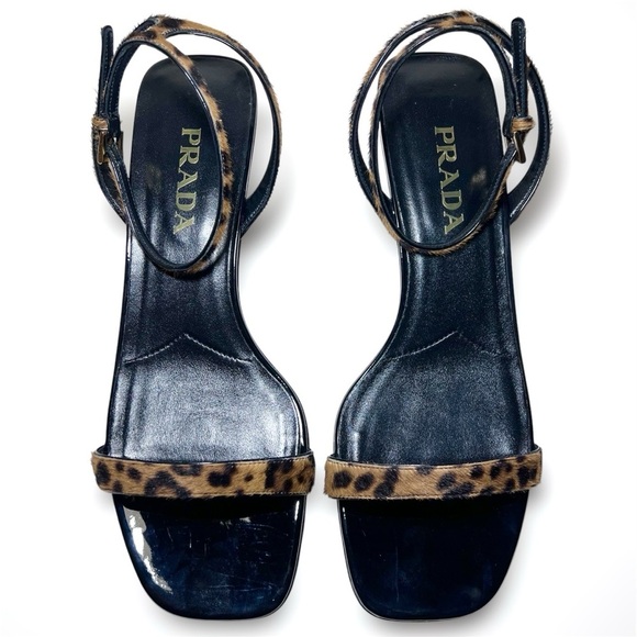 Prada Printed Leather Sandals in Honey - Picture 2 of 8